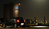 �rhus havn by night i fuldm�nens sk�r